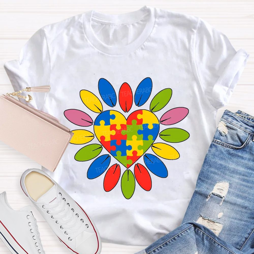 Autism Awareness Colorful Sunflowers Special Education Teacher T-shirt