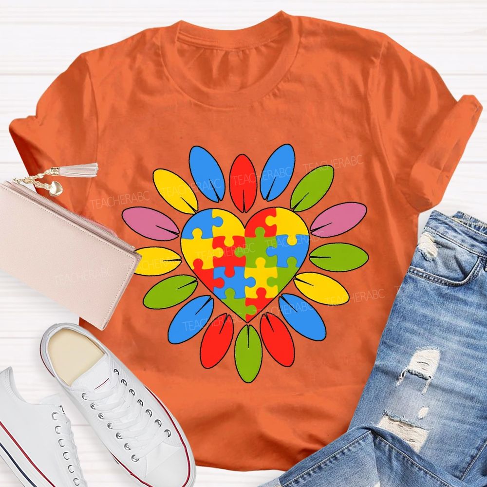Autism Awareness Colorful Sunflowers Special Education Teacher T-shirt
