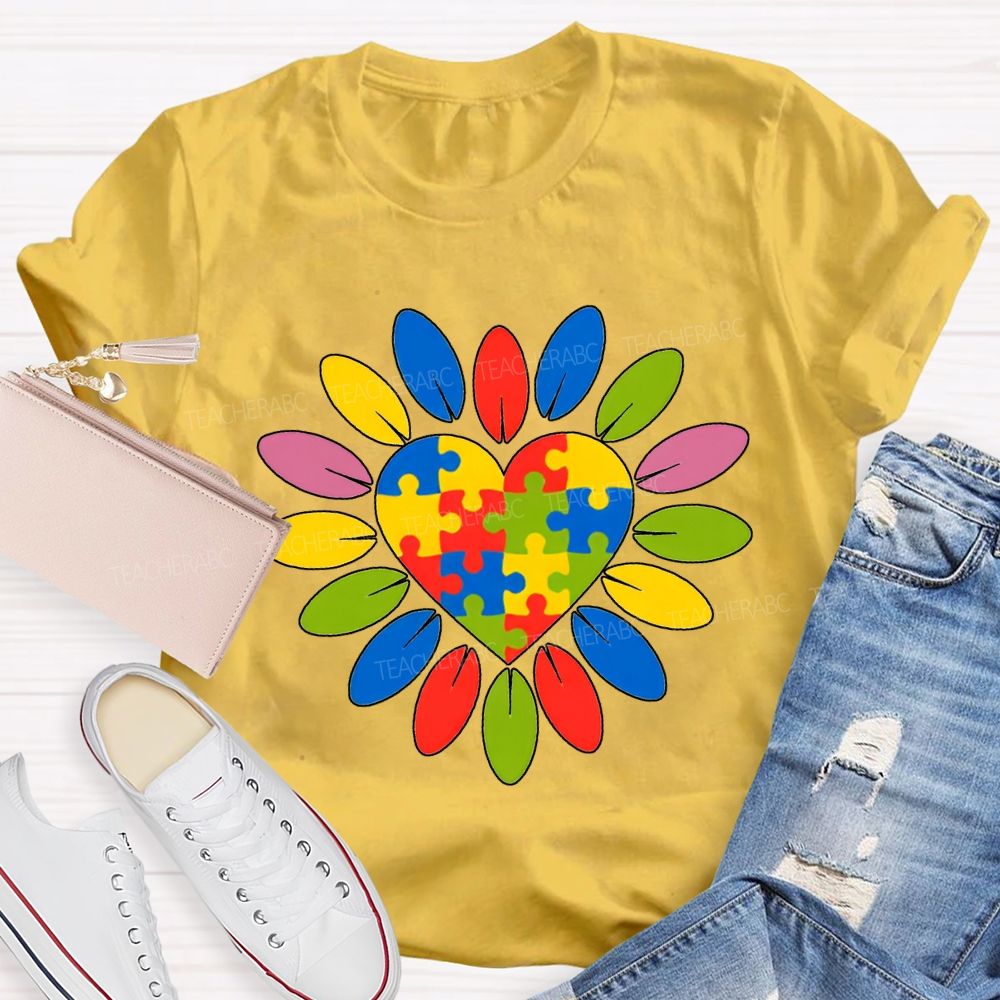Autism Awareness Colorful Sunflowers Special Education Teacher T-shirt