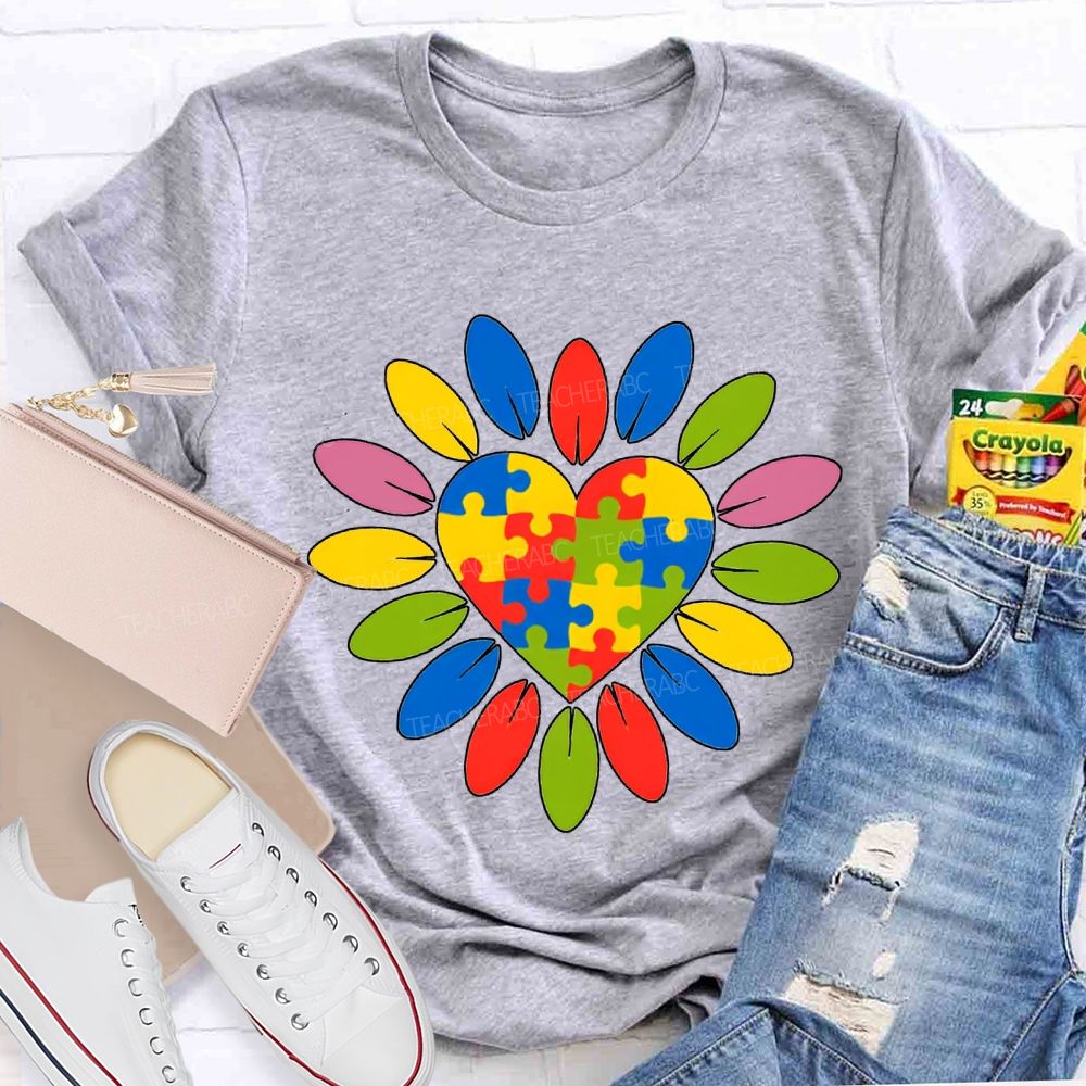 Autism Awareness Colorful Sunflowers Special Education Teacher T-shirt