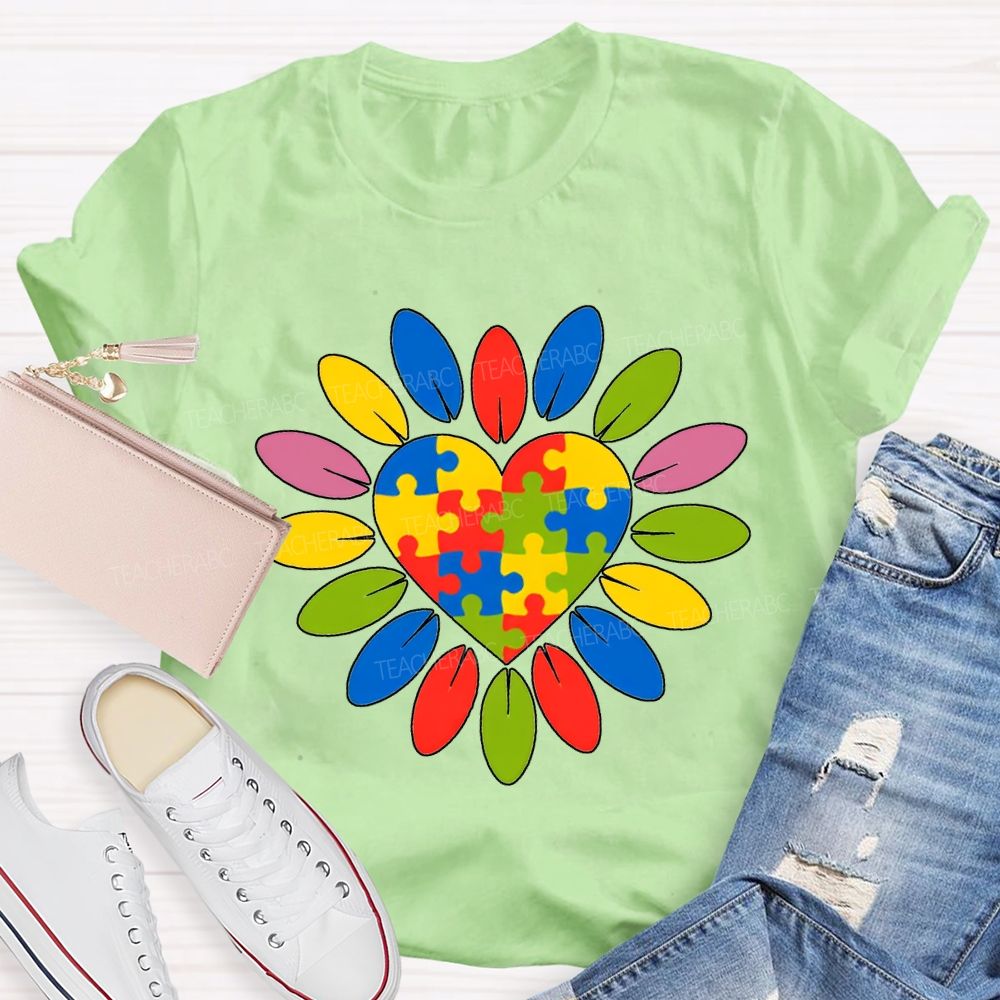 Autism Awareness Colorful Sunflowers Special Education Teacher T-shirt