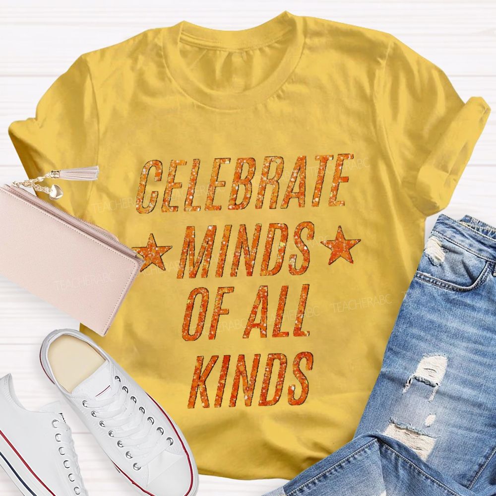 Celebrate Minds Of All Kinds Bling Star Teacher T-Shirt