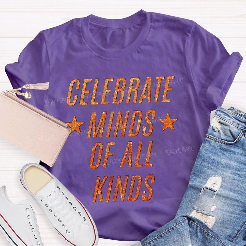 Celebrate Minds Of All Kinds Bling Star Teacher T-Shirt