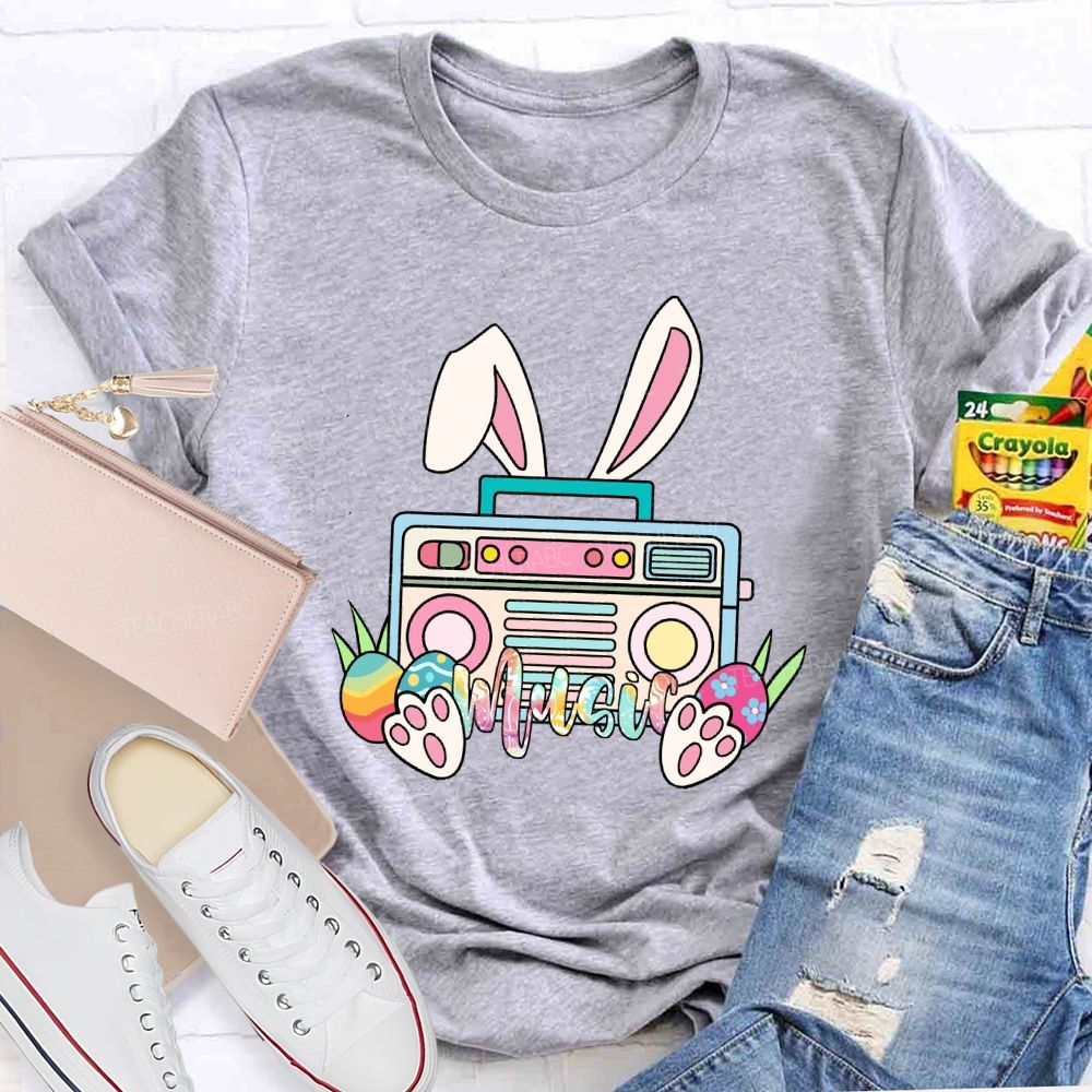 Happy Easter Music Bunny Teacher T-shirt
