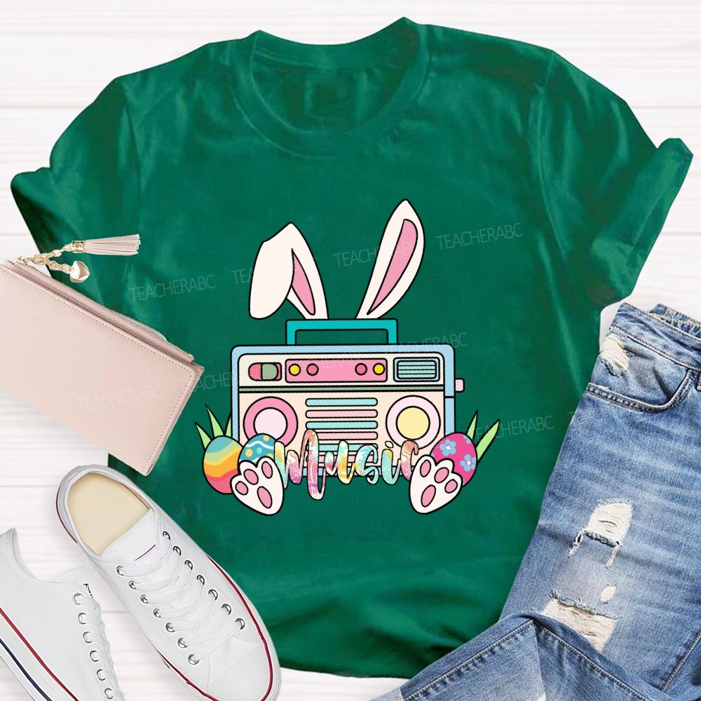 Happy Easter Music Bunny Teacher T-shirt