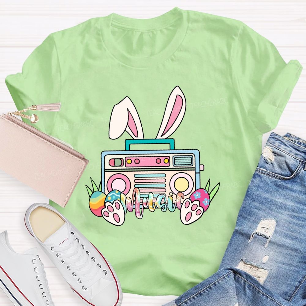 Happy Easter Music Bunny Teacher T-shirt