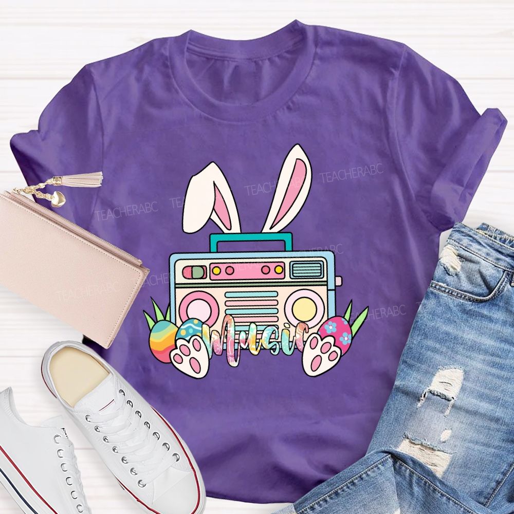 Happy Easter Music Bunny Teacher T-shirt