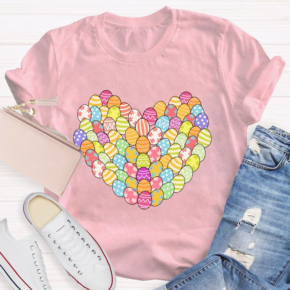 Easter Egg With A Heart Design Teacher T-shirt