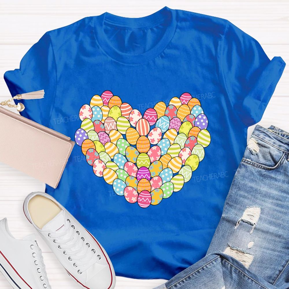 Easter Egg With A Heart Design Teacher T-shirt