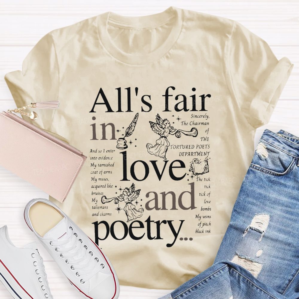All'S Fair In Love And Poetry Teacher T-shirt