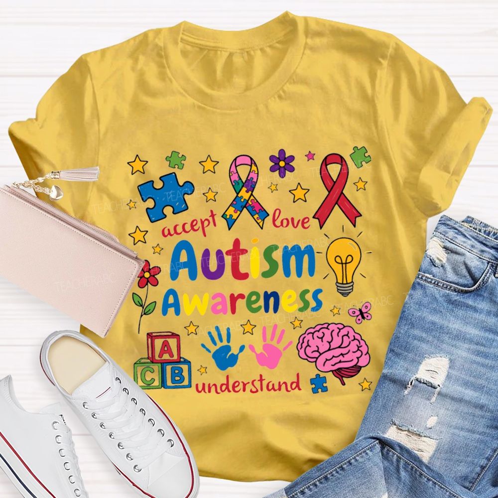 Autism Awareness Accept Love Understand Teacher T-shirt