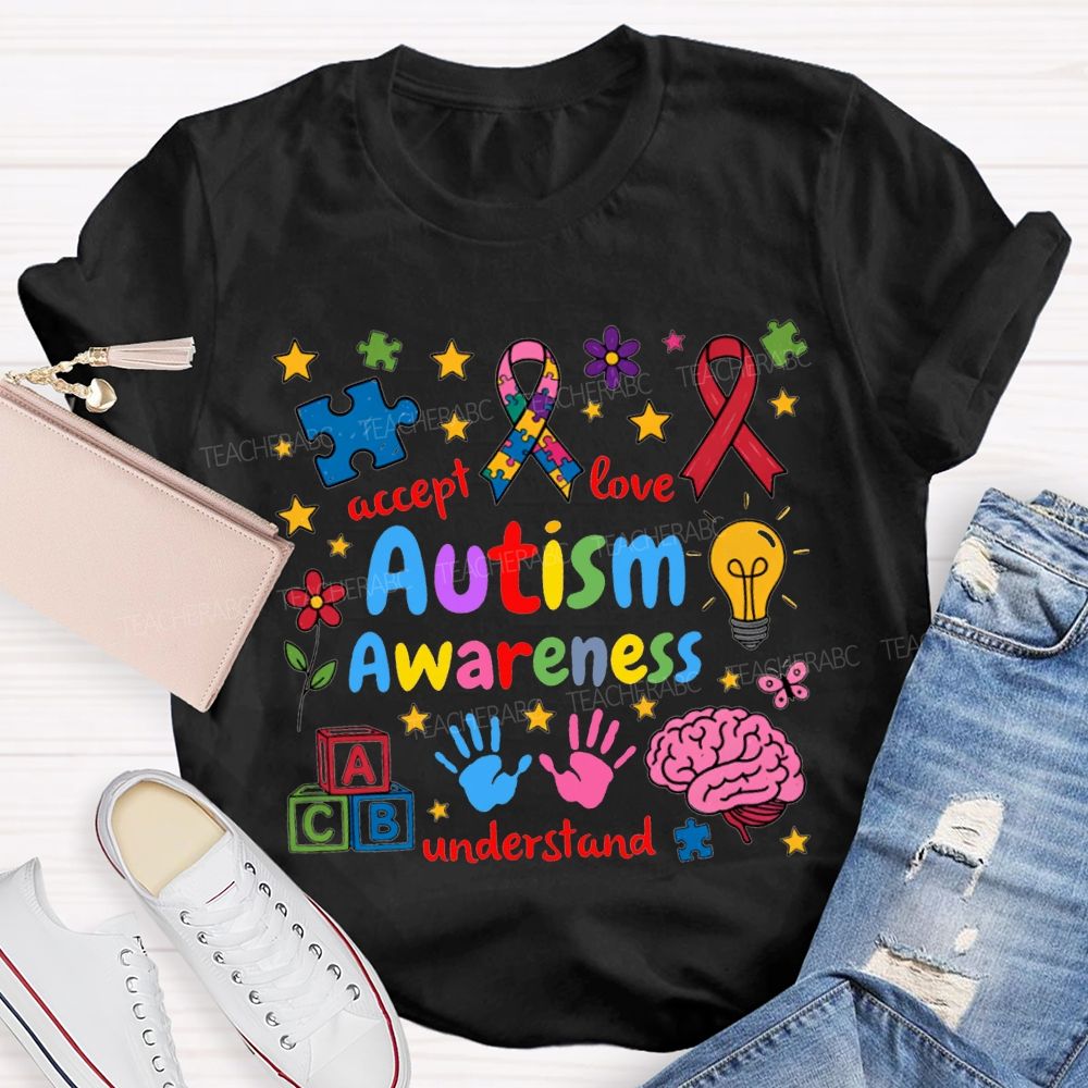 Autism Awareness Accept Love Understand Teacher T-shirt