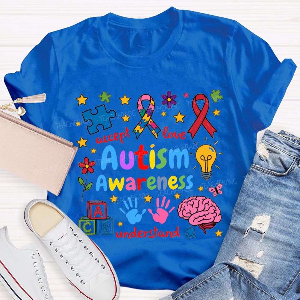 Autism Awareness Accept Love Understand Teacher T-shirt