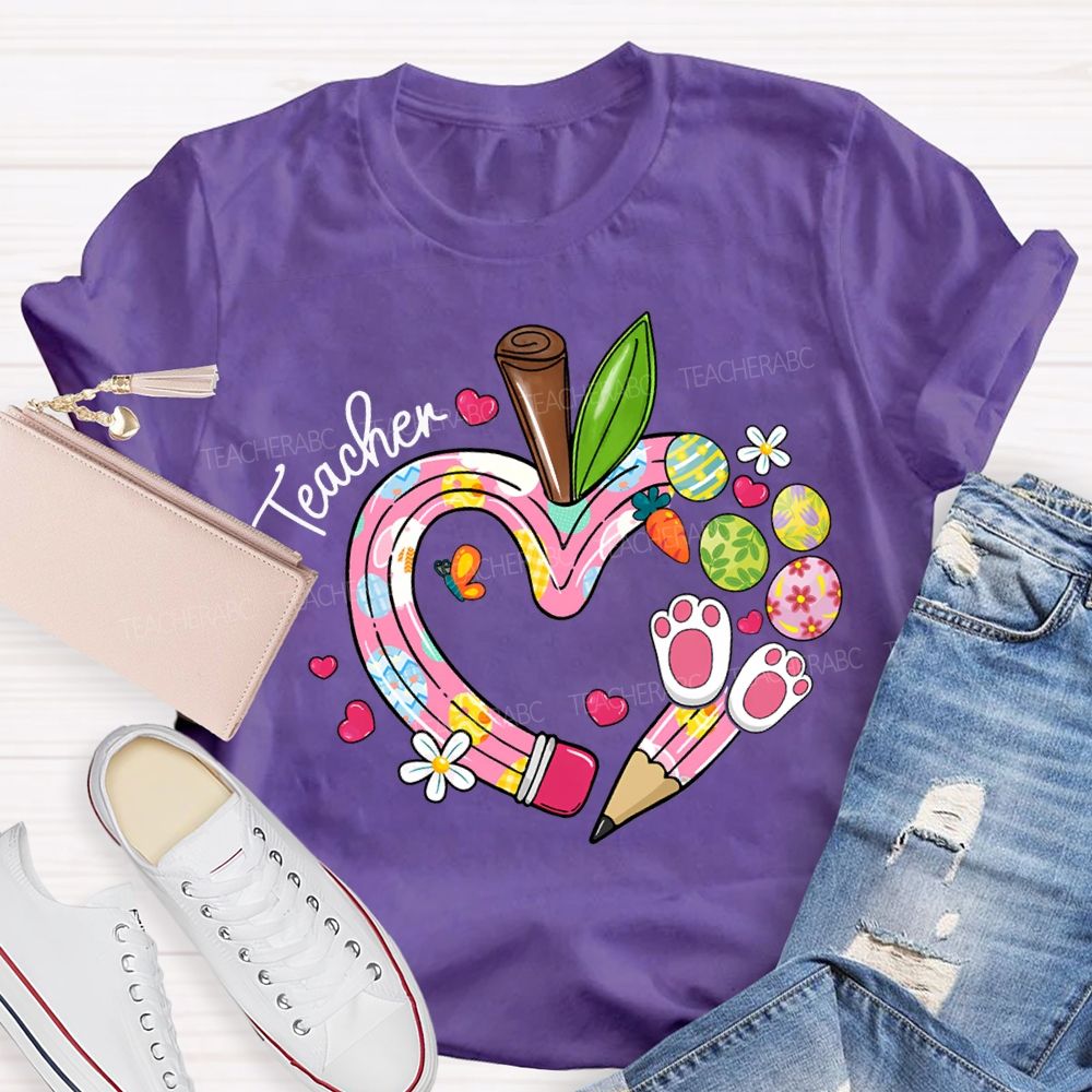 Teacher Easter Bunny Ears And Painted Eggs T-shirt