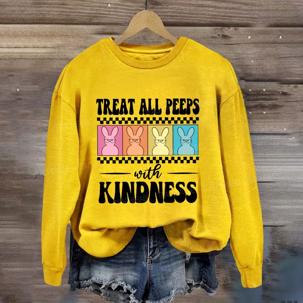 Treat All Peeps With Kindness Easter Color Bunny Sweatshirt
