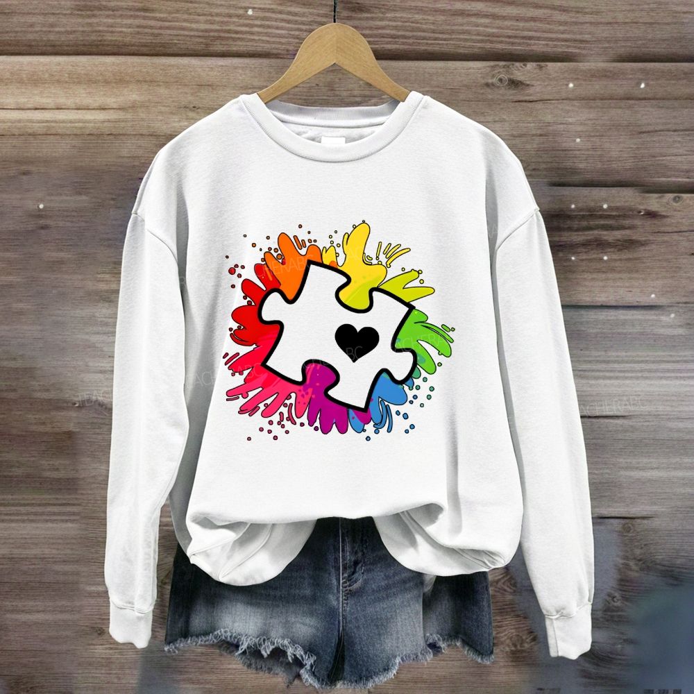 Autism Awareness Colorful Tie-Dye Printing For Special Education Sweatshirt