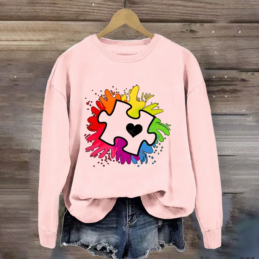 Autism Awareness Colorful Tie-Dye Printing For Special Education Sweatshirt