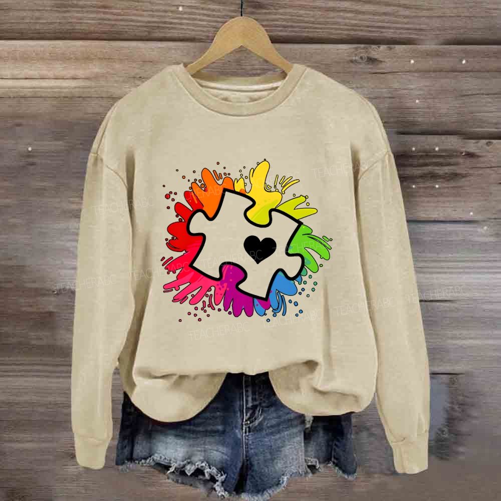 Autism Awareness Colorful Tie-Dye Printing For Special Education Sweatshirt
