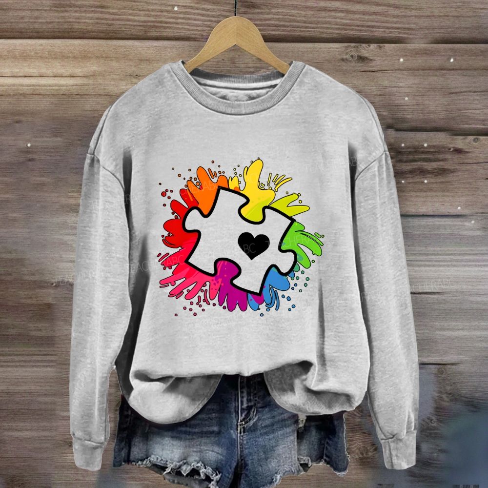 Autism Awareness Colorful Tie-Dye Printing For Special Education Sweatshirt
