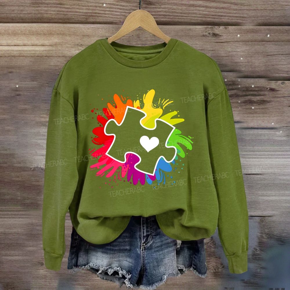 Autism Awareness Colorful Tie-Dye Printing For Special Education Sweatshirt