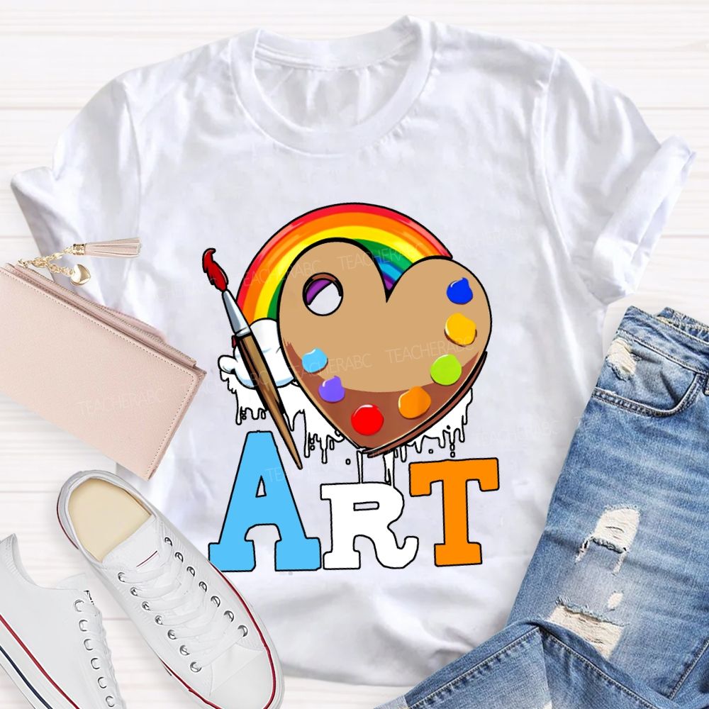 Art Rainbow And Dye Palette Teacher T-shirt