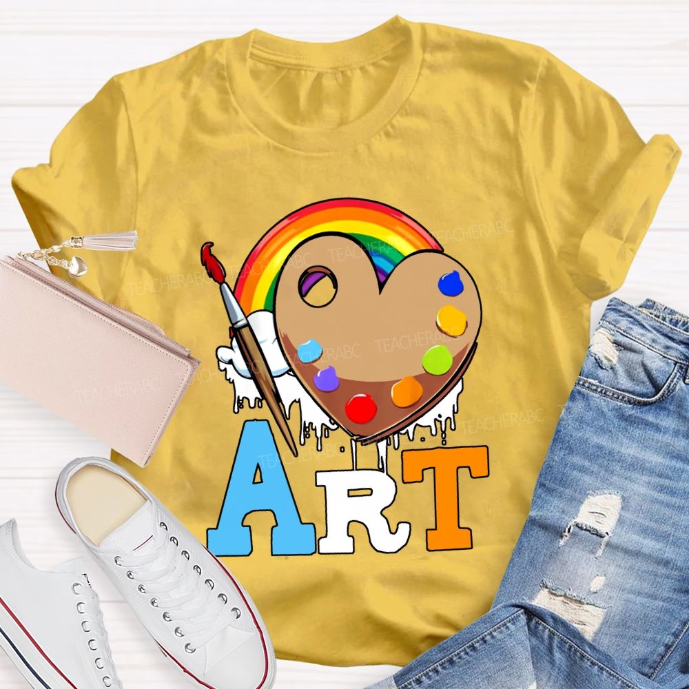 Art Rainbow And Dye Palette Teacher T-shirt