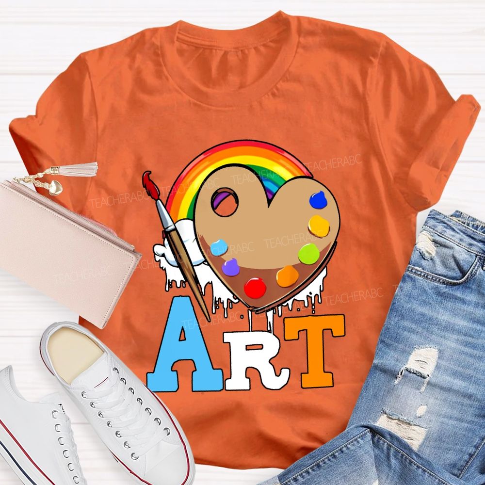 Art Rainbow And Dye Palette Teacher T-shirt