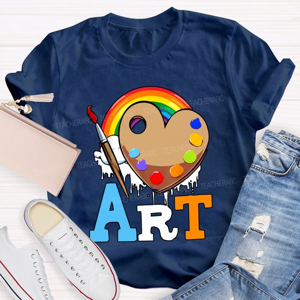 Art Rainbow And Dye Palette Teacher T-shirt