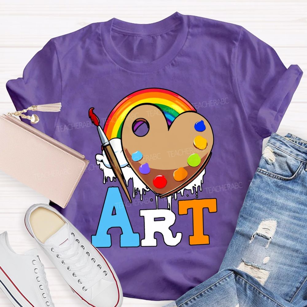 Art Rainbow And Dye Palette Teacher T-shirt