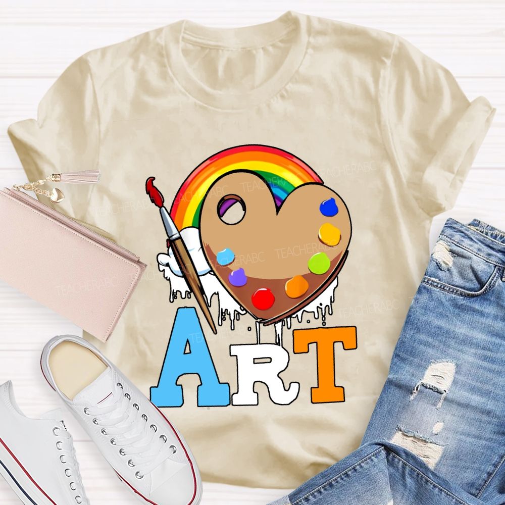 Art Rainbow And Dye Palette Teacher T-shirt