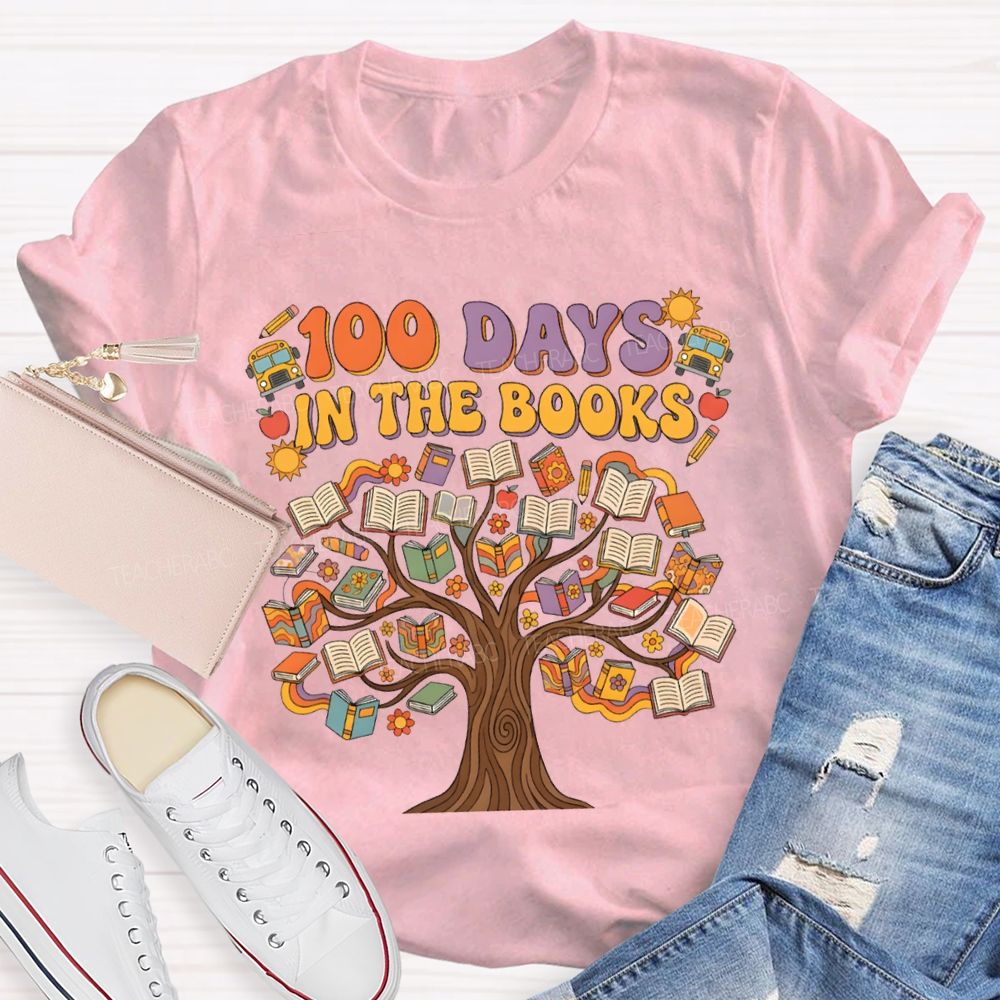 100 Days In The Books A Tree Of Books Teacher T-shirt