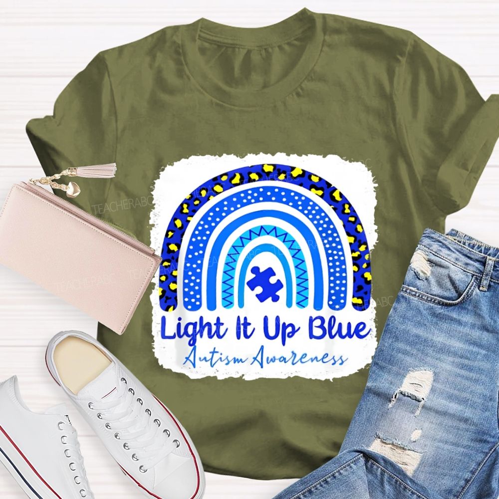 Light It Up Blue Autism Acceptance Teacher T-shirt