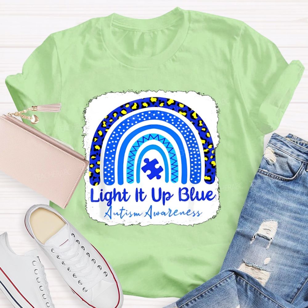 Light It Up Blue Autism Acceptance Teacher T-shirt