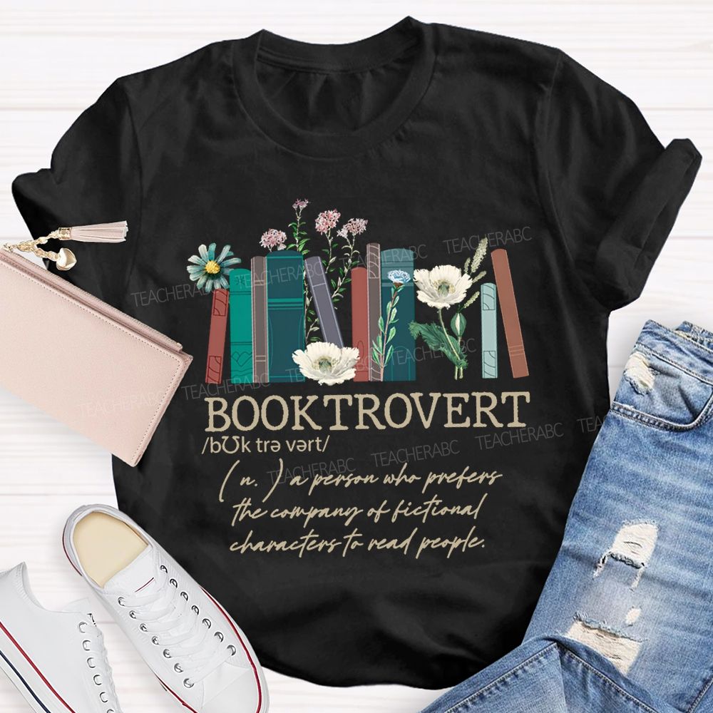 Booktrovert Book Lover Gifts And Flowers Teacher T-shirt