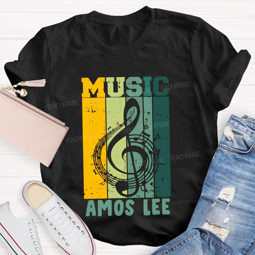 Personalized Name Music Colored Blocks And Musical Notes Teacher T-shirt