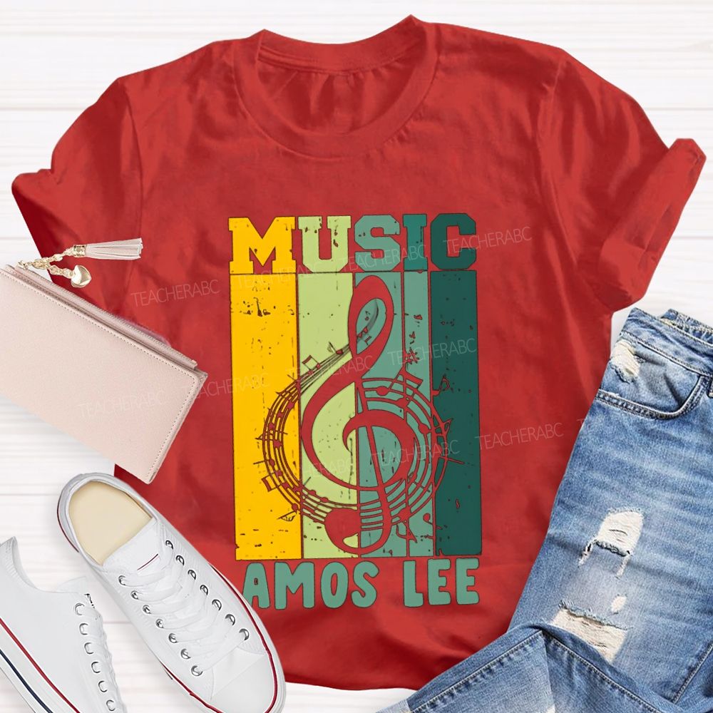 Personalized Name Music Colored Blocks And Musical Notes Teacher T-shirt