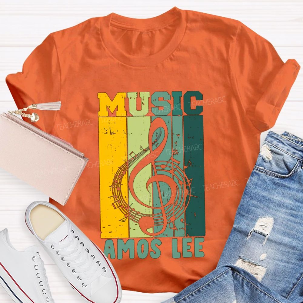 Personalized Name Music Colored Blocks And Musical Notes Teacher T-shirt