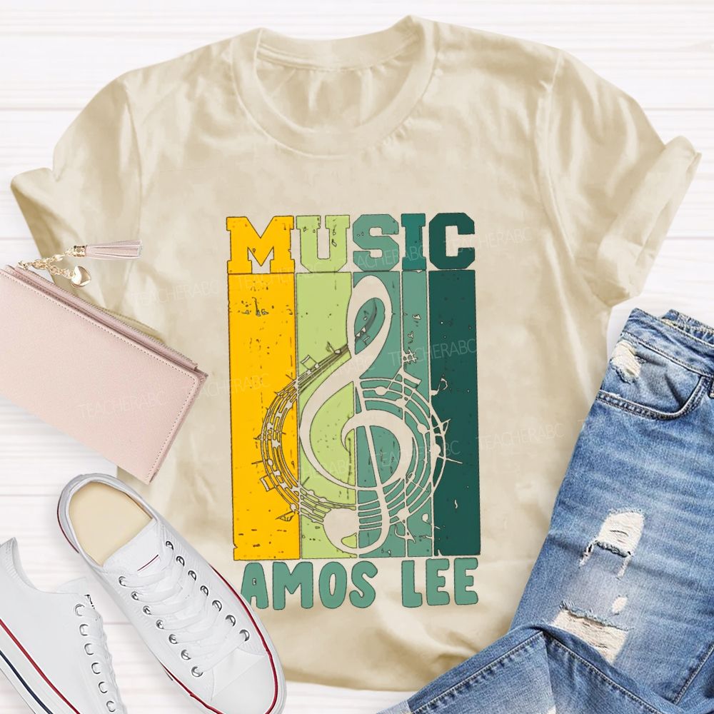 Personalized Name Music Colored Blocks And Musical Notes Teacher T-shirt