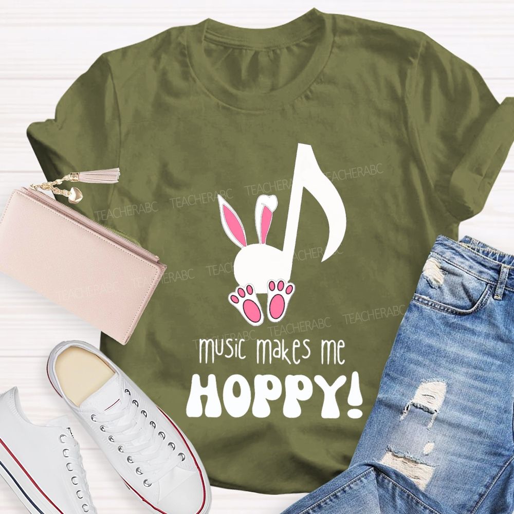 Music Makes Me Hoppy Easter Teacher T-shirt
