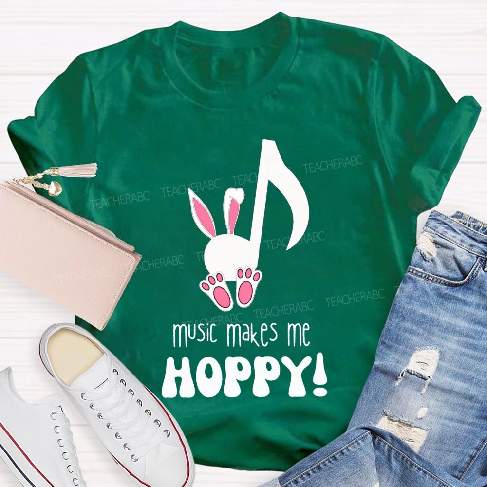 Music Makes Me Hoppy Easter Teacher T-shirt