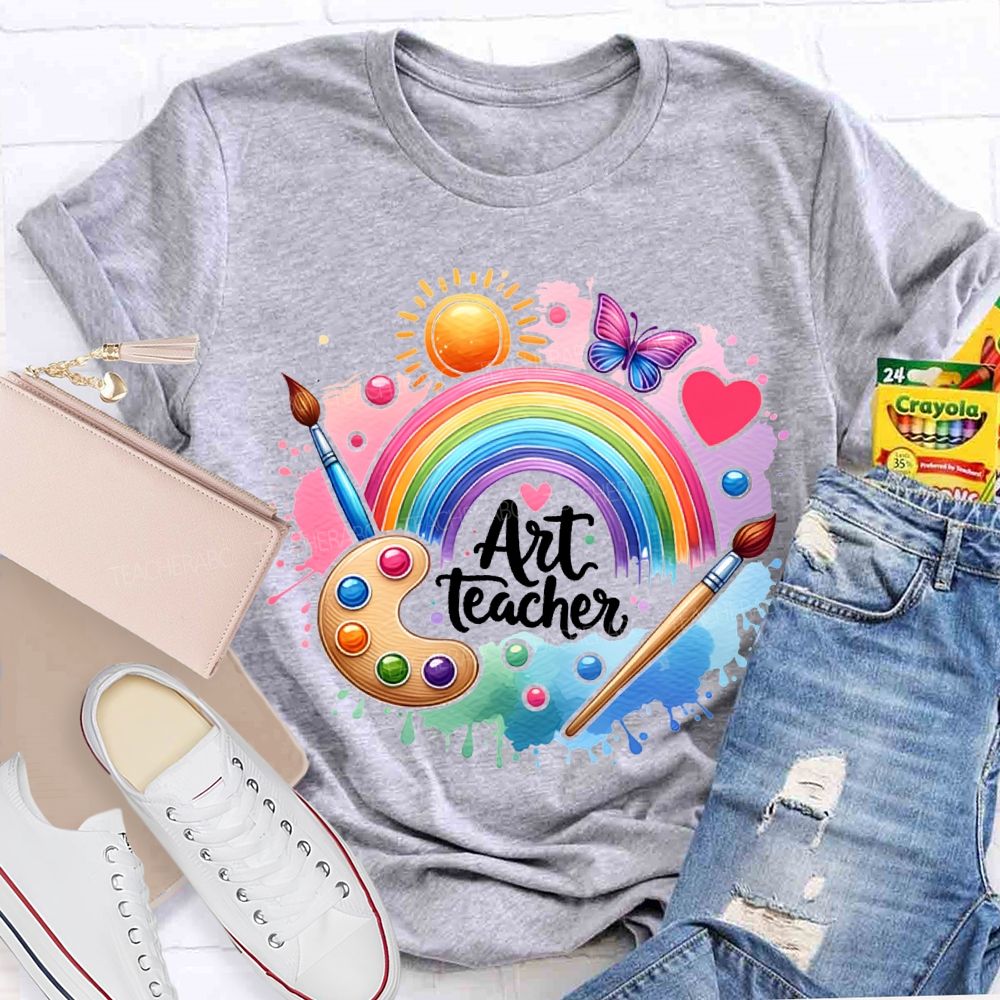 Art Teacher Sun Butterflies And Dyeing Discs Teacher T-shirt