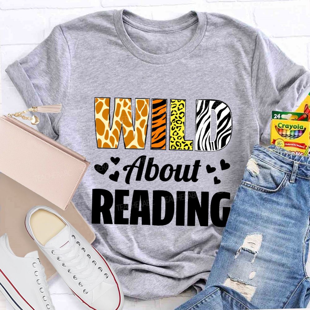 Wild About Reading Leopard Zebra Teacher T-Shirt