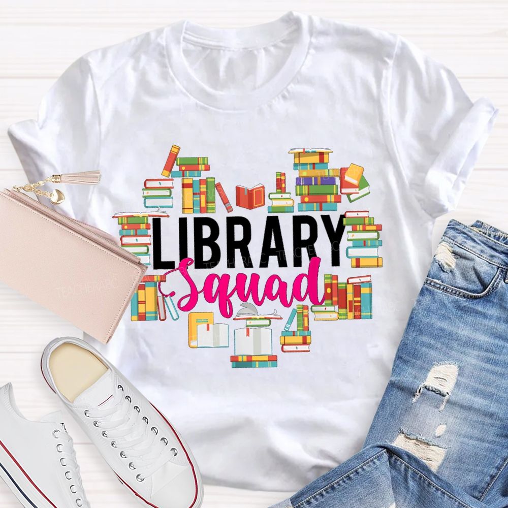 Library Squad The Colorful Books Formed A Heart Shape T-shirt