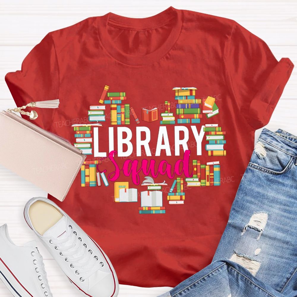 Library Squad The Colorful Books Formed A Heart Shape T-shirt