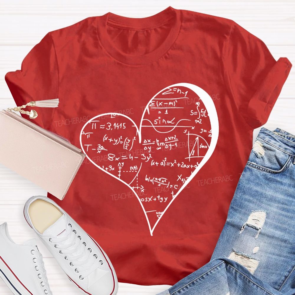 Mathematical Formulas Heart Pattern Math Teacher T-shirt