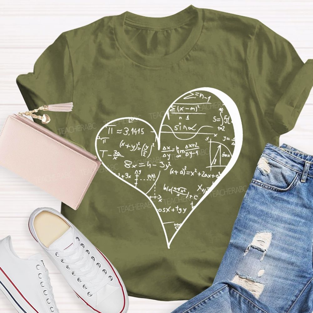 Mathematical Formulas Heart Pattern Math Teacher T-shirt