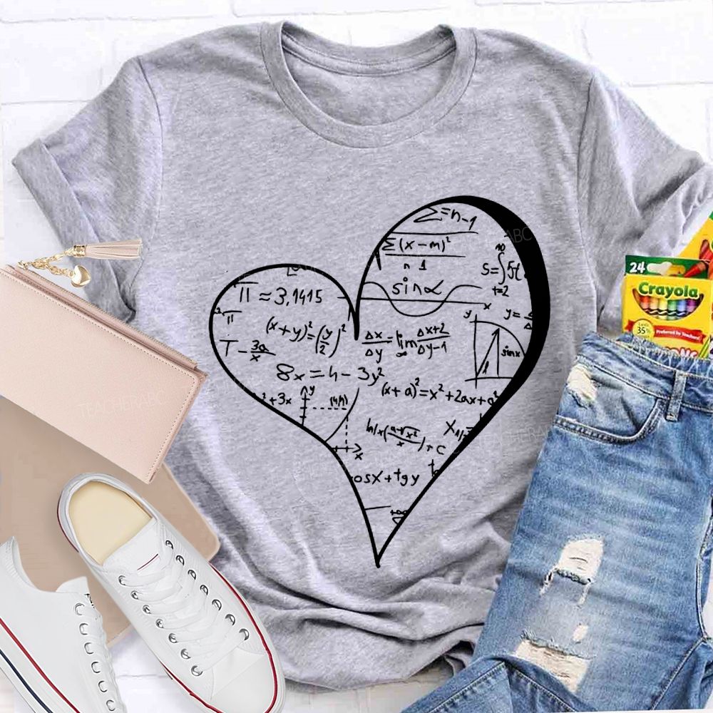 Mathematical Formulas Heart Pattern Math Teacher T-shirt
