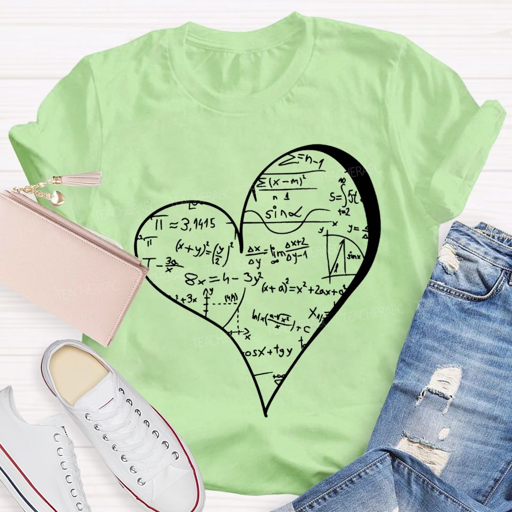 Mathematical Formulas Heart Pattern Math Teacher T-shirt