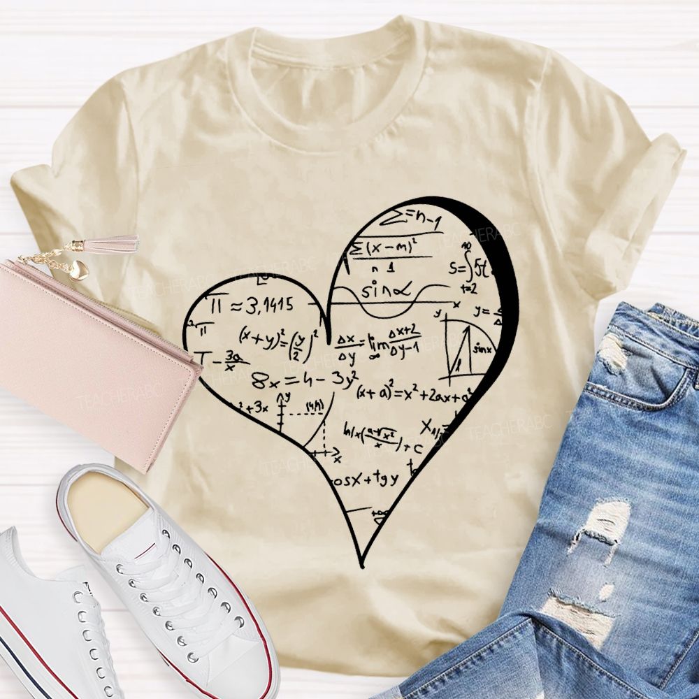 Mathematical Formulas Heart Pattern Math Teacher T-shirt