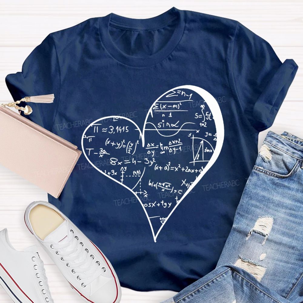 Mathematical Formulas Heart Pattern Math Teacher T-shirt